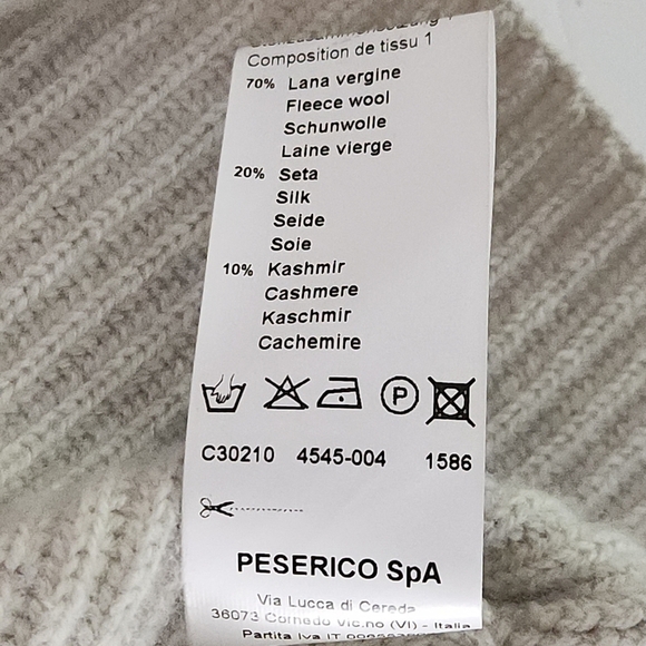 Peserico Luxury Wool‑Silk‑Cashmere 3/4‑Sleeve Turtleneck Sweater (IT 48 / L) - Picture 5 of 10